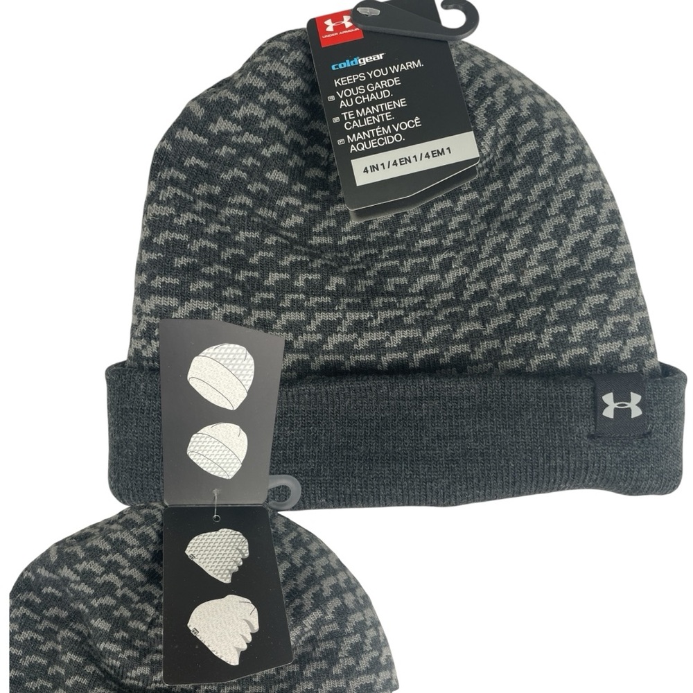 Under Armour Youth ColdGear 4 in 1 Gray Beanie Toque Winter Hat Size O/S NWT